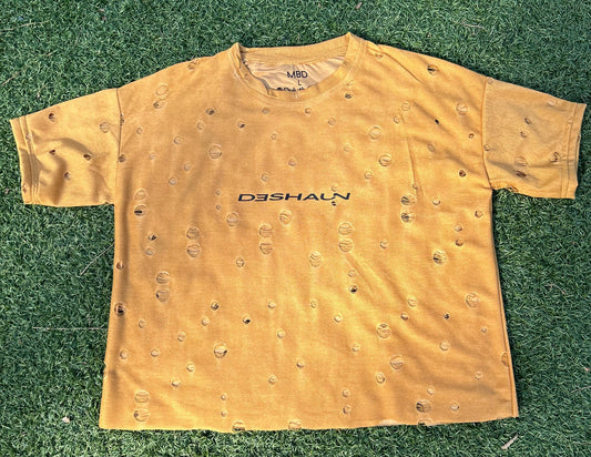 Distressed " Honey Mustard " Boxy Shirt